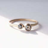 Salt & Pepper Diamond Ring w/ offset Centre Black Diamond