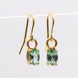 10k Green Tourmaline Shepard Hook Earrings