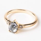 14k Pear Shaped Salt and Pepper Diamond Ring