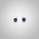 Sterling Silver Blue Sapphire Bezel Studs