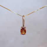 Sunlight Oval Gemstone Necklace - Orange Citrine - 10k Gold