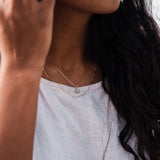 White Opal Oval Necklace - 10k Gold