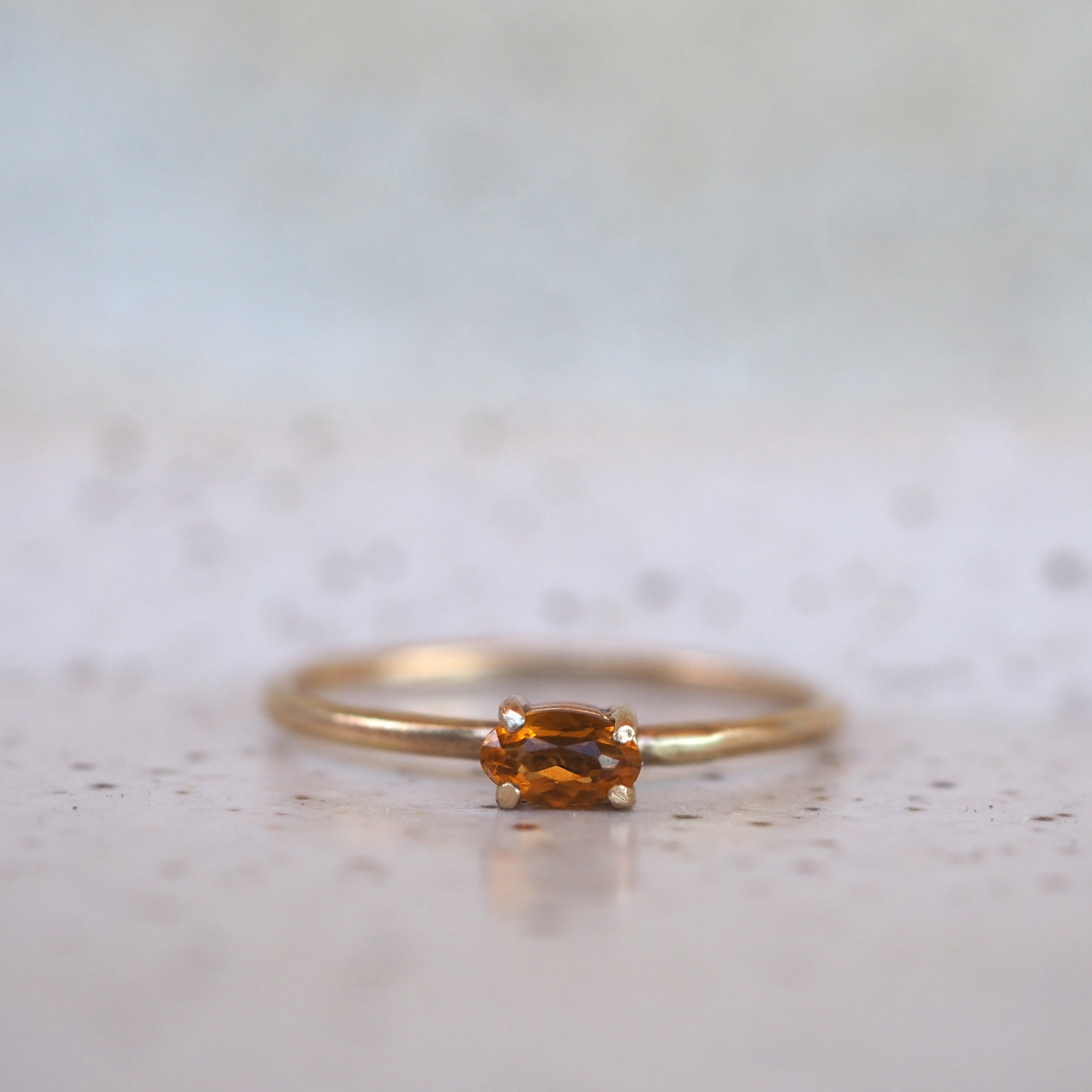 10k Smaller Sunlight Oval Gemstone Ring Orange Citrine